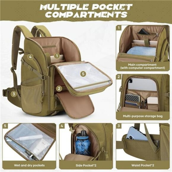 Tactical Backpack 40L Water Resistant Military Hiking Camping Molle Pack - Picture 3 of 7